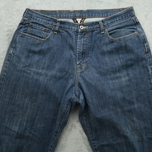 Lucky Brand Jeans Mens 38x31 Blue Piper Relaxed Straight Dungaree Denim Pants - Picture 10 of 15